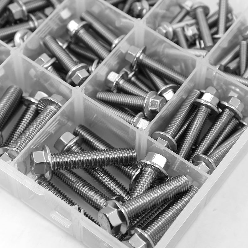 YEEZET 245PCS M6 M8 M10 Heavy Duty Flanged Bolts and Nuts Kit,Stainless Steel 304 Metric Flanged Hex Screws Nuts Includes 15 Most Common Sizes - Image 5